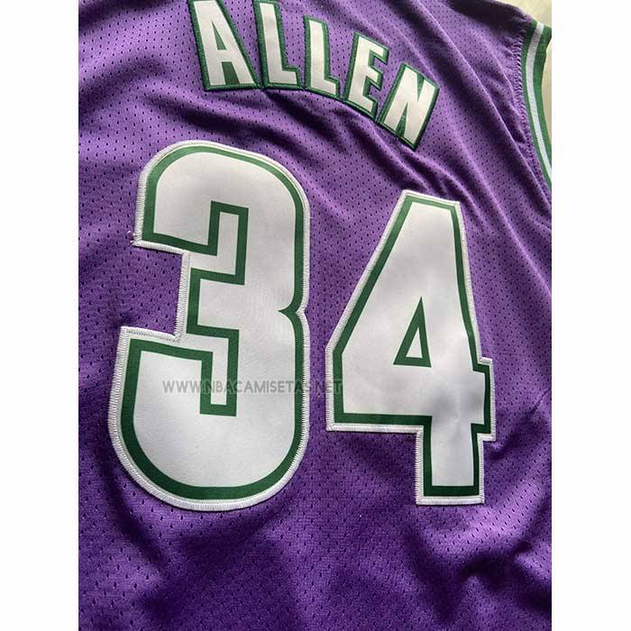 Camiseta Milwaukee Bucks Ray Allen NO 34 Mitchell & Ness 2001-02 Violeta